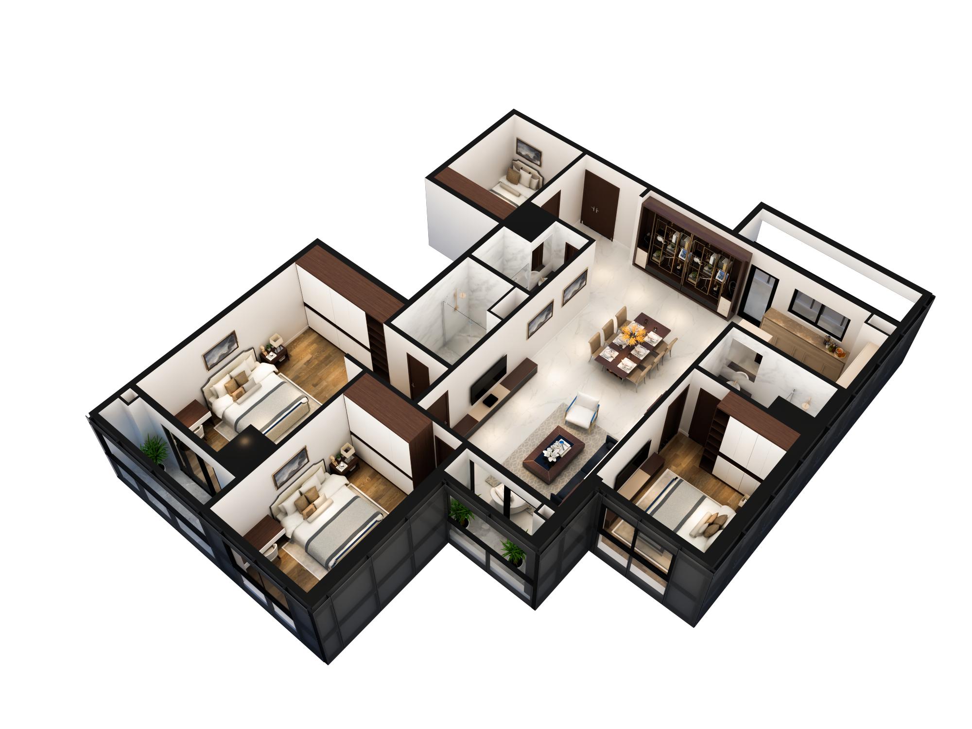 Căn hộ 2 và 3 phòng ngủ tại Sunshine Center 16 Phạm Hùng cho thuê full nội thất cao cấp 6