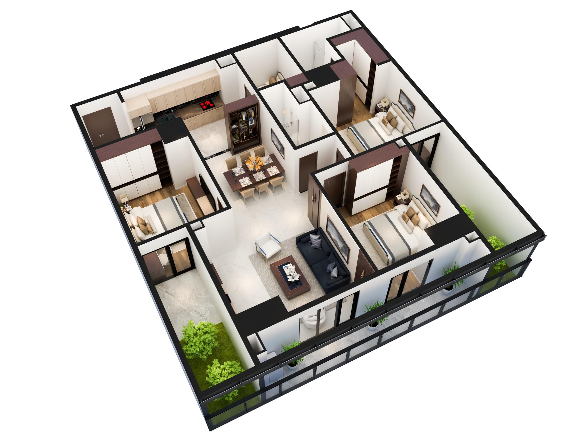 Căn hộ 2 và 3 phòng ngủ tại Sunshine Center 16 Phạm Hùng cho thuê full nội thất cao cấp 5